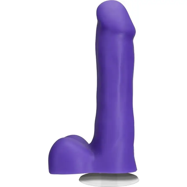 Фиолетовый фаллоимитатор на присоске Icon 6 Slim Dong with Balls - 16,51 см - American POP!