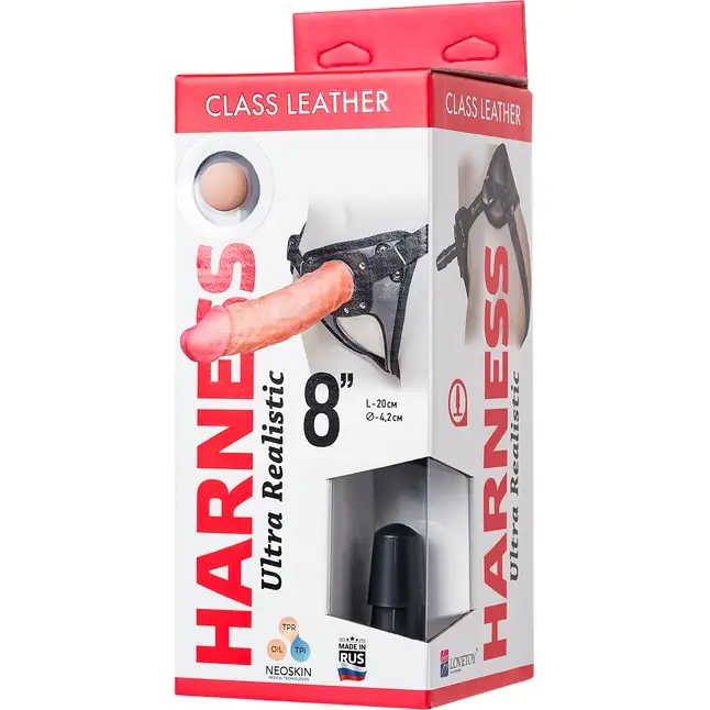 Насадка-фаллоимитатор на кожаных трусиках Harness Ultra Realistic 8 - 20 см - HARNESS CLASSIC COMFORT. Фотография 13.