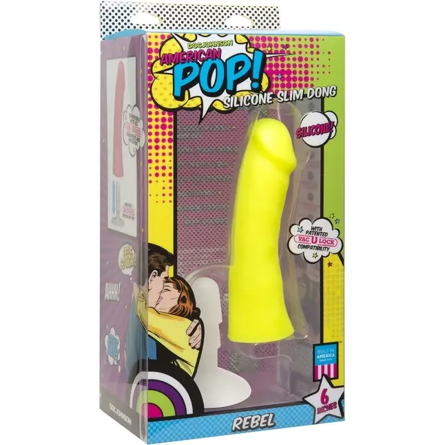 Жёлтый фаллоимитатор American POP! Rebel 6 Slim Dong - 16,5 см - American POP!. Фотография 2.