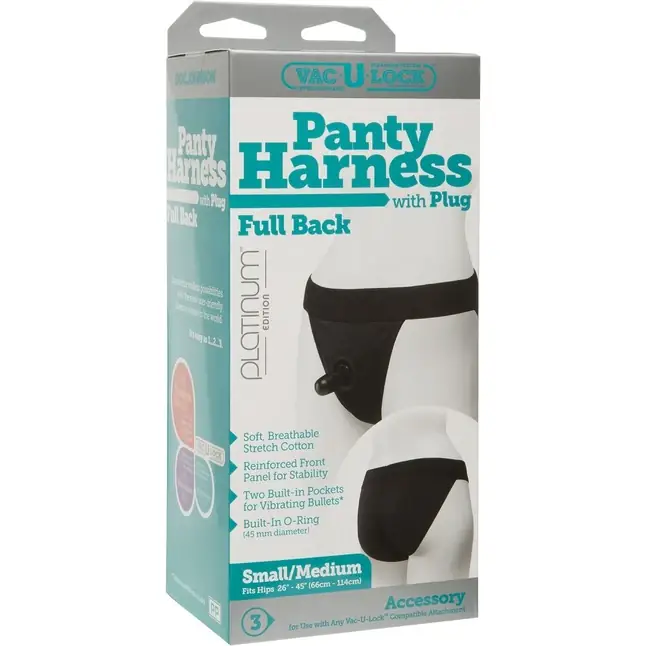 Трусики с плугом Vac-U-Lock Panty Harness with Plug Full Back - S/M - Vac-U-Lock. Фотография 4.