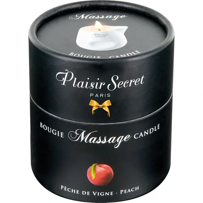 Массажная свеча с ароматом персика Bougie Massage Gourmande Pêche - 80 мл. Фотография 2.