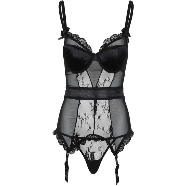 Прозрачный корсаж UNDERWIRE CAMI GARTER THONG. Фотография 2.