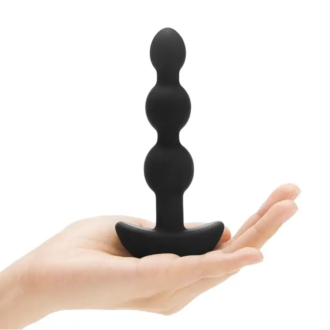 Чёрная анальная виброёлочка TRIPLET ANAL BEADS BLACK - 14 см. Фотография 2.