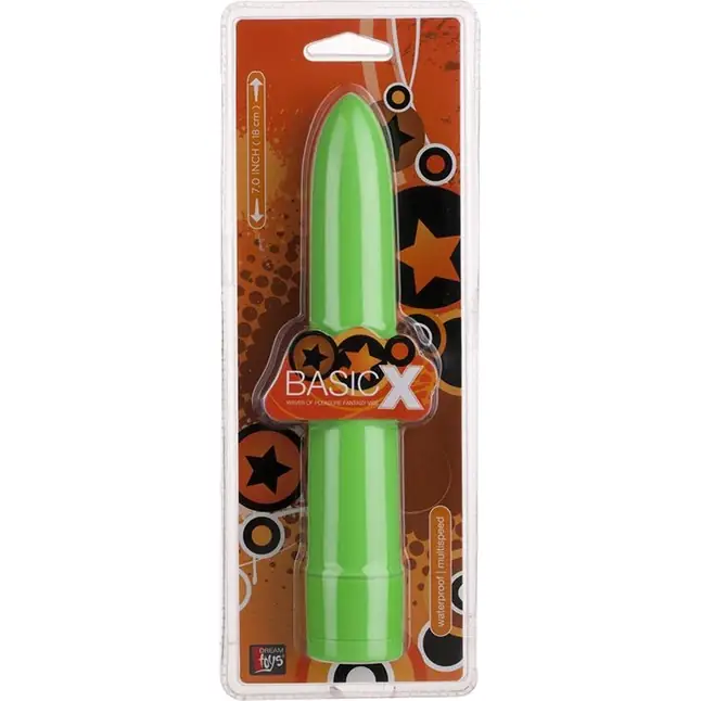 Зелёный классический вибратор BASICX MULTISPEED VIBRATOR GREEN 7INCH - 18 см - BasicX. Фотография 2.
