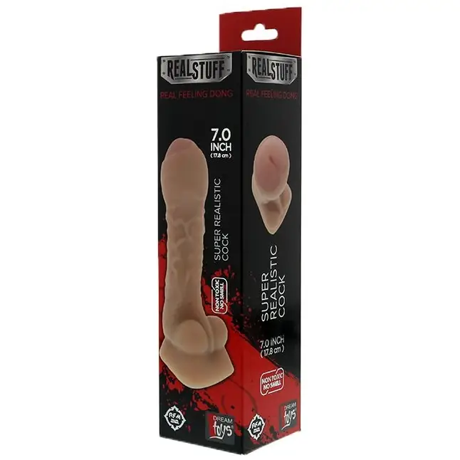 Фаллоимитатор с полузакрытой головкой REALSTUFF REAL FEELING DONG UNCUT 7INCH - 17,8 см - RealStuff. Фотография 2.