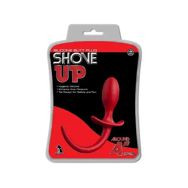 Красная анальная пробка с хвостом SHOVE UP 3.5INCH BUTTPLUG WITH TAIL - Shove up. Фотография 2.
