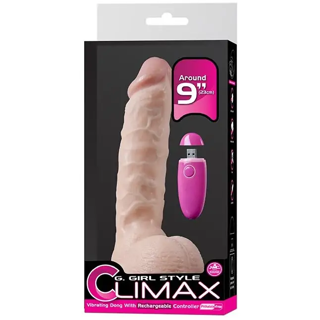 Телесный перезаряжаемый вибратор G-GIRL 9INCH PVC RECHARGEABLE VIBRATOR - 23 см - G-Girl. Фотография 2.