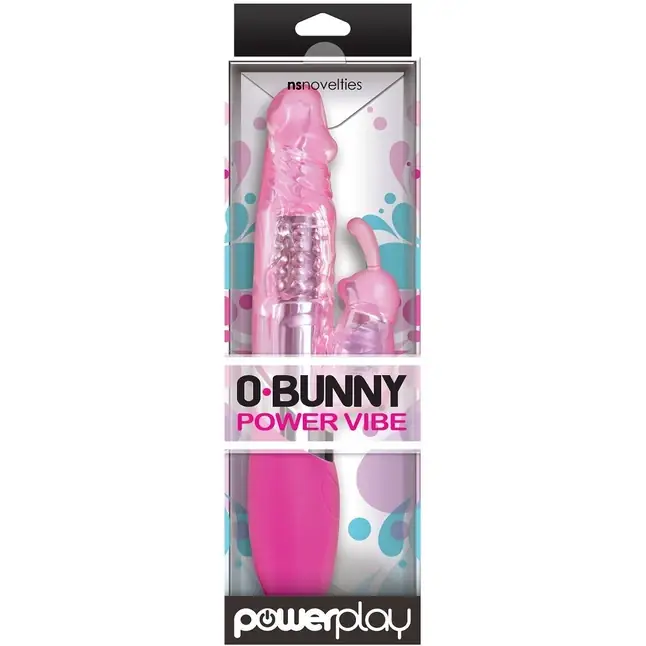 Розовый вибратор с вращением бусин и клиторальным зайчиком Power Play O-Bunny - 21,5 см - Power Play. Фотография 2.