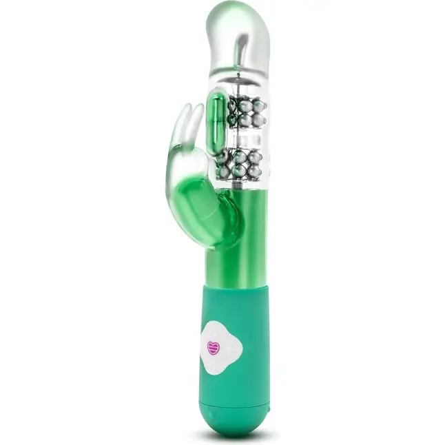 Зелёный вибромассажер с клиторальной стимуляцией Emerald G Rabbit - 26 см - Luxe