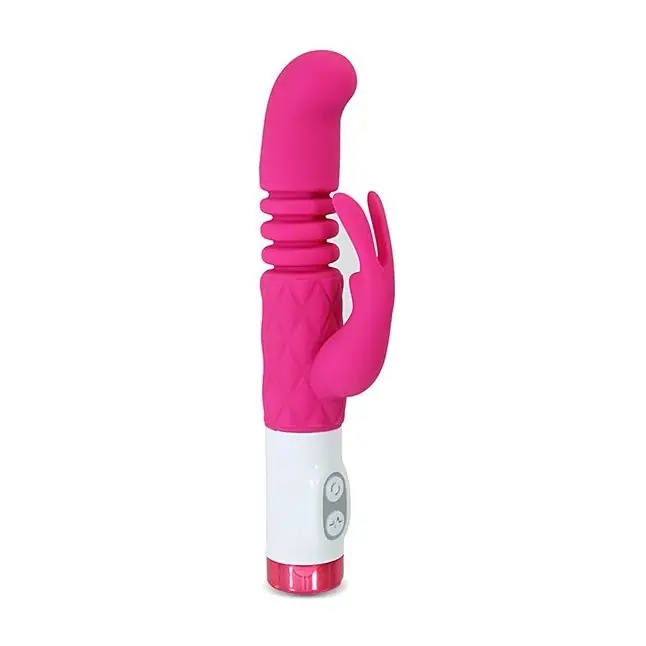 Розовый вибратор с клиторальным зайчиком G rabbit Plush Stroker - 22,2 см