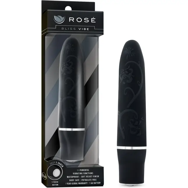 Чёрный мини-вибратор Bliss Vibe - 10 см - Rose. Фотография 5.