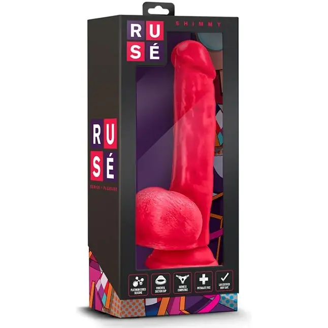 Красный фаллоимитатор на присоске Shimmy - 22 см - Ruse. Фотография 2.