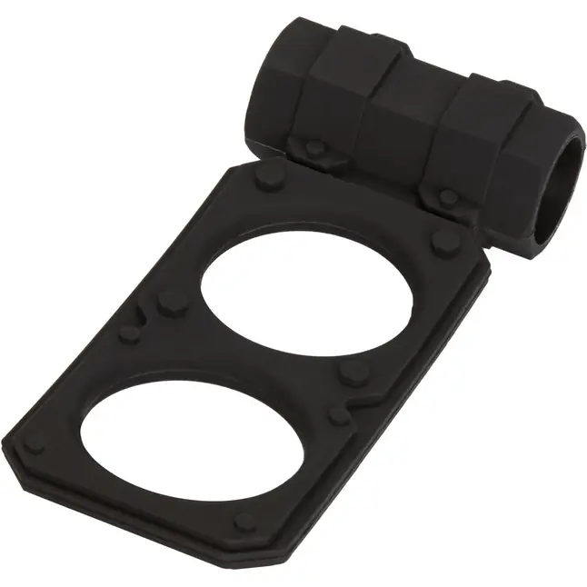 Чёрное эрекционное кольцо с вибрацией и подхватом мошонки Silicone Lovers Gear Figure 8 Enhancer - Couples Enhancers. Фотография 4.