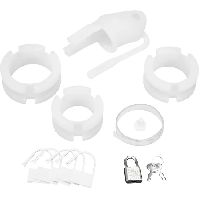 Белая клетка для пениса Silicone Small 2 in Cock Cage With Ball Divider. Фотография 4.