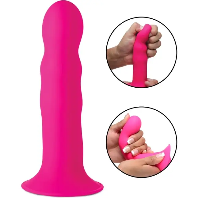 Розовый гибкий фаллоимитатор Squeeze-It Wavy Dildo - 18,3 см - Squeeze-it. Фотография 3.