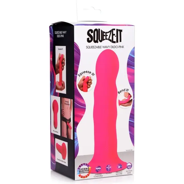Розовый гибкий фаллоимитатор Squeeze-It Wavy Dildo - 18,3 см - Squeeze-it. Фотография 4.
