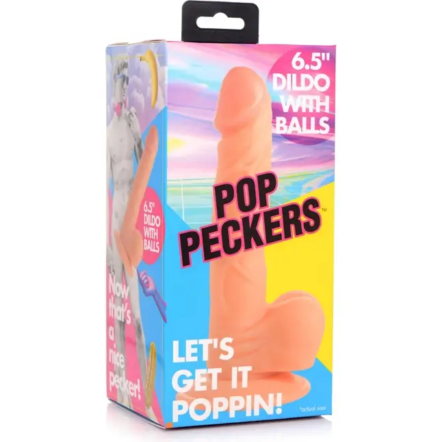 Телесный фаллоимитатор 6.5 Dildo with Balls - 19 см - Pop Peckers. Фотография 2.