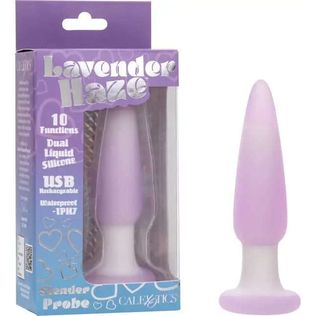 Сиреневая анальная пробка Slender Probe с вибрацией - 11,5 см - Lavender Haze. Фотография 2.