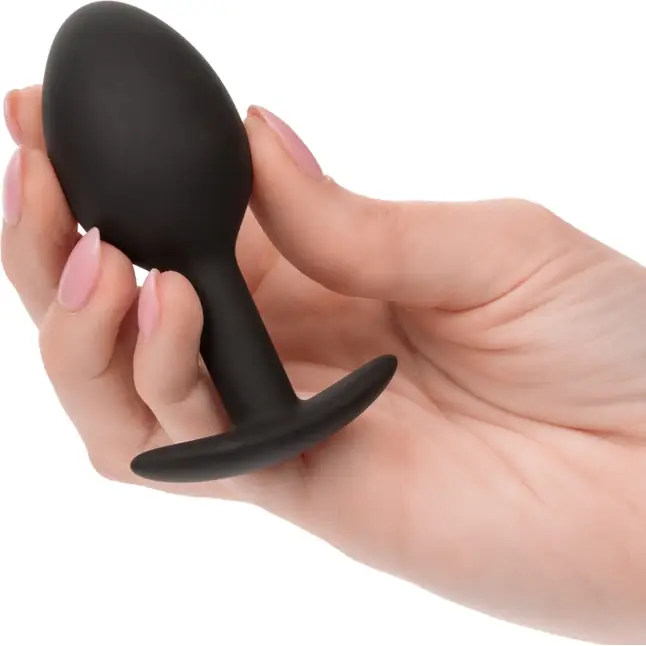 Черная анальная пробка из силикона Weighted Silicone Plug - 7,5 см - Anal Toys. Фотография 3.