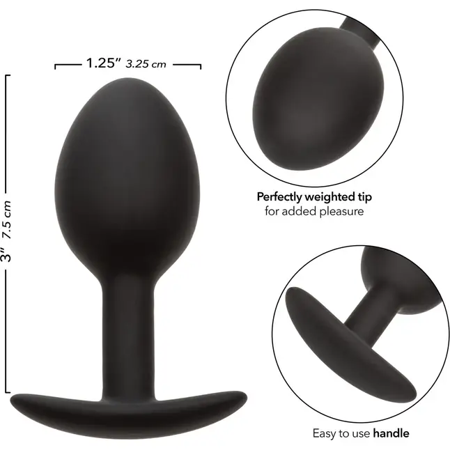 Черная анальная пробка из силикона Weighted Silicone Plug - 7,5 см - Anal Toys. Фотография 4.