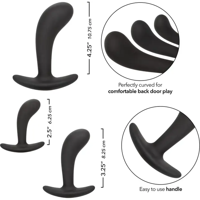 Набор из 3 черных стимуляторов простаты Silicone Prostate Kit - Anal Toys. Фотография 4.