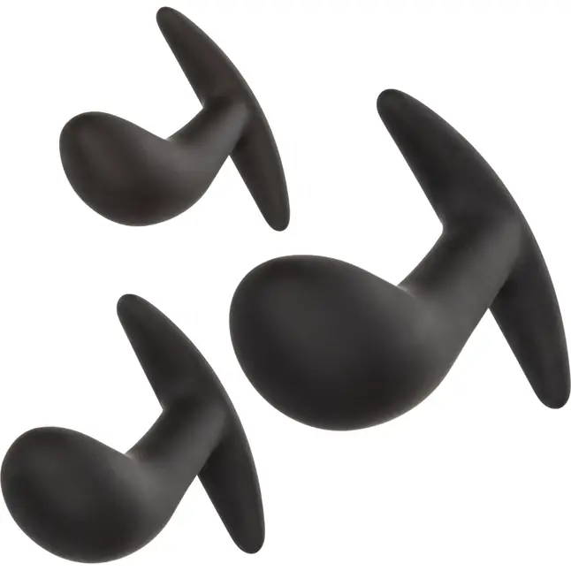 Набор из 3 черных стимуляторов простаты Silicone Prostate Kit - Anal Toys. Фотография 5.