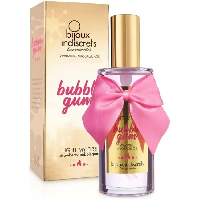 Разогревающее массажное масло Light My Fire Bubble Gum с ароматом бабл-гам - 100 мл