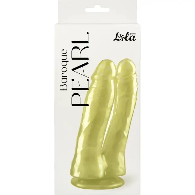 Золотистый перламутровый двойной фаллоимитатор Baroque - Pearl. Фотография 2.