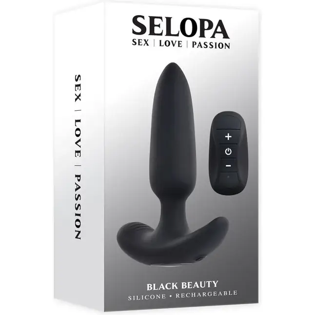 Черная анальная вибропробка с пультом ДУ Black Beauty - 11,3 см. Фотография 7.