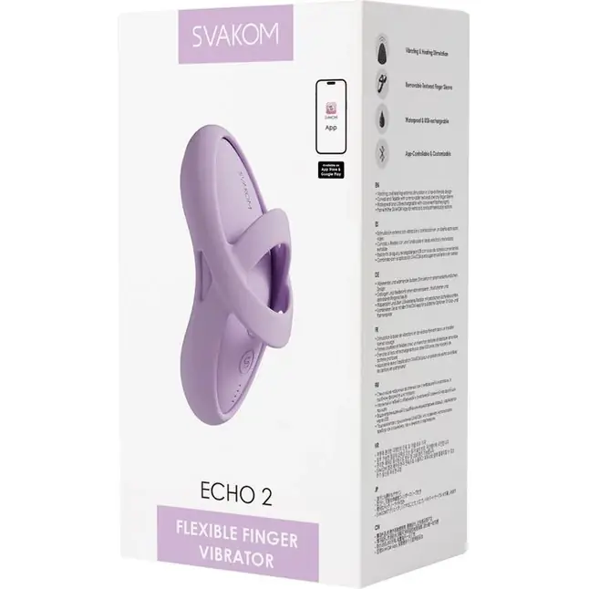 Сиреневый вибромассажёр на пальцы Echo 2 с функцией нагрева. Фотография 6.