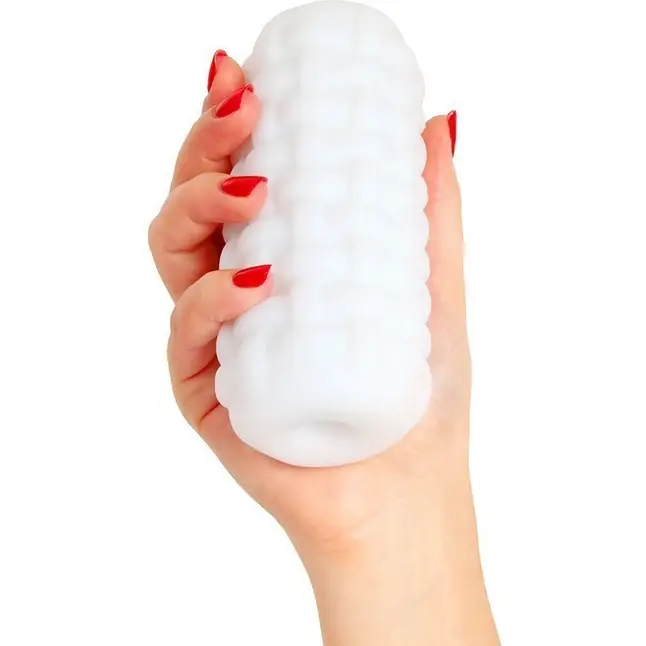 Белый стимулятор с наружным рельефом в виде рогожки - SEX EXPERT. Фотография 3.