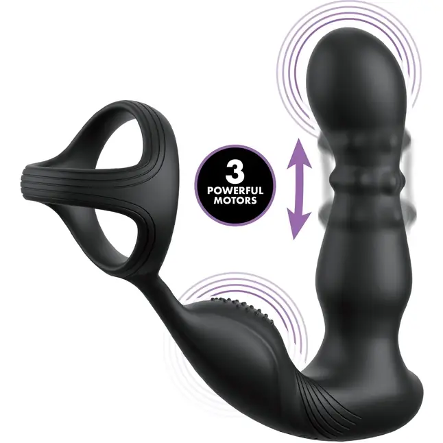 Черный вибростимулятор простаты с кольцом Ass-gasm Slide Glide - Anal Fantasy Elite Collection. Фотография 3.