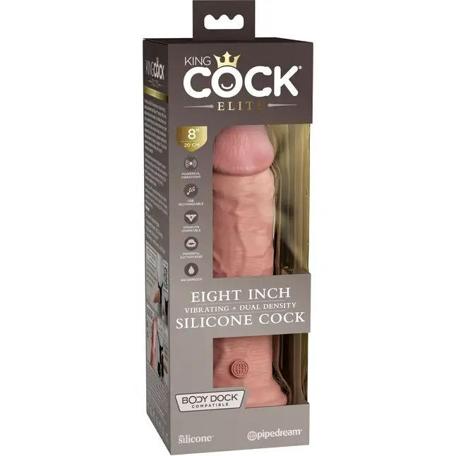 Телесный вибратор-реалистик 8 Vibrating Silicone Dual Density Cock - 22 см - King Cock Elite. Фотография 2.