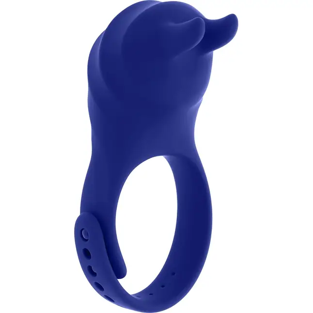 Синее эрекционное виброкольцо с клиторальной подушечкой и пультом ДУ Adjustable Fun Ring. Фотография 5.