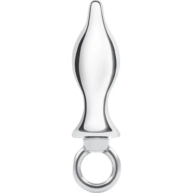 Металлический плаг с кольцом Stainless Steel Metal Tapered Butt Plug With Loop Hardware - 10 см