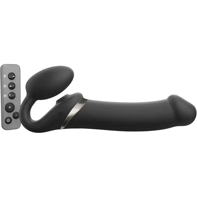 Черный безремневой вибрострапон Strap-On-Me Multi Orgasm Size XL