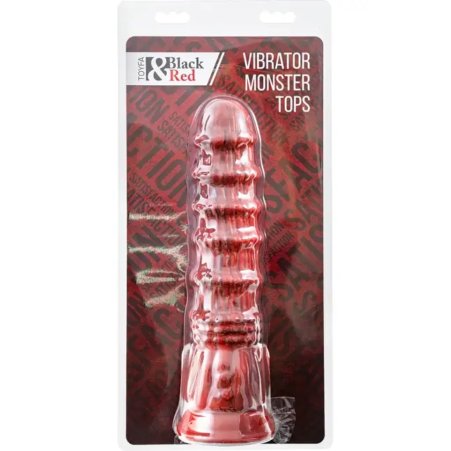 Силиконовый вибратор Monster Tops - 27 см - Black Red. Фотография 2.