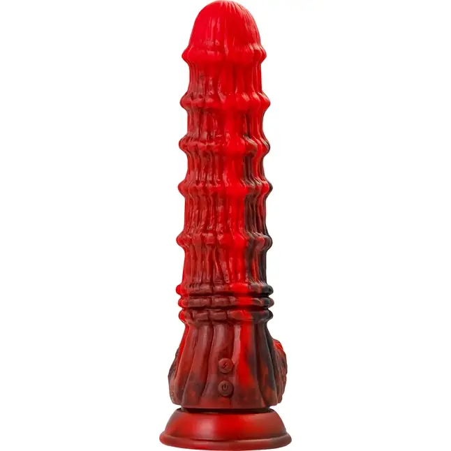 Силиконовый вибратор Monster Tops - 27 см - Black Red. Фотография 5.