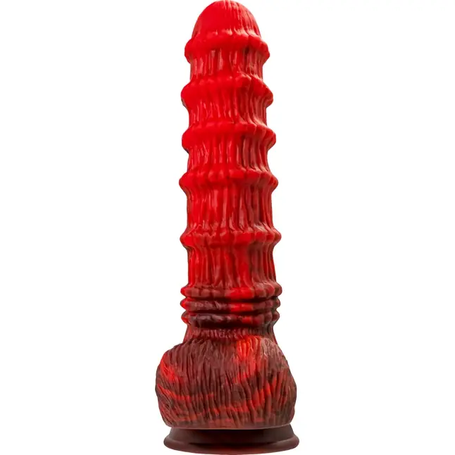 Силиконовый вибратор Monster Tops - 27 см - Black Red. Фотография 6.