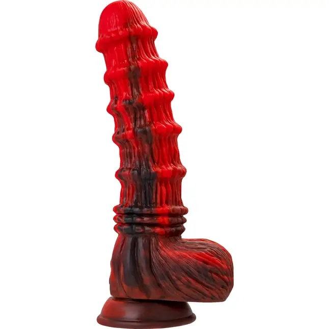 Силиконовый вибратор Monster Tops - 27 см - Black Red. Фотография 7.