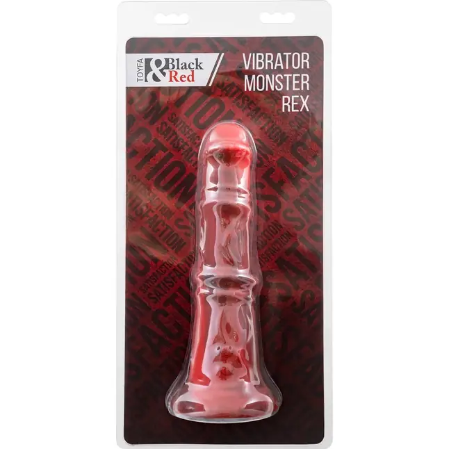 Силиконовый вибратор Monster Rex - 24,5 см - Black Red. Фотография 2.