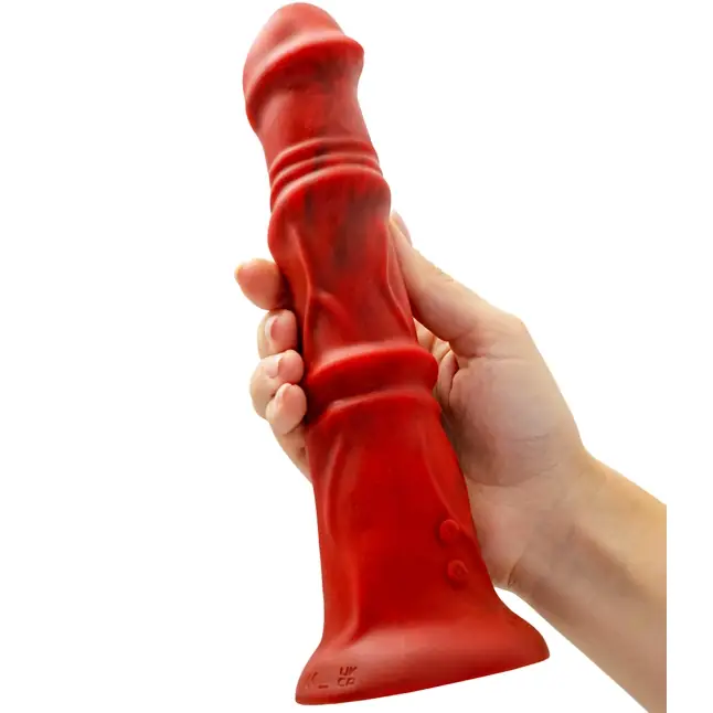 Силиконовый вибратор Monster Rex - 24,5 см - Black Red. Фотография 4.