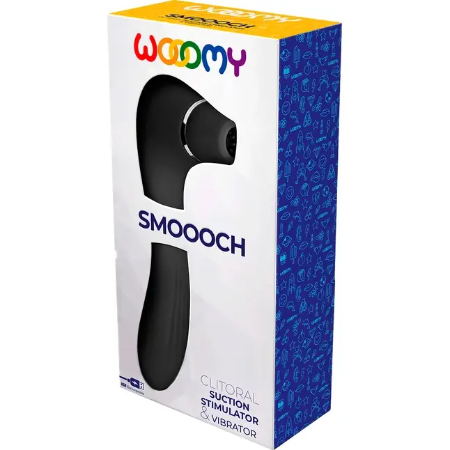 Черный стимулятор Smoooch Clitoral Suction Vibration - 18,6 см - Wooomy. Фотография 2.