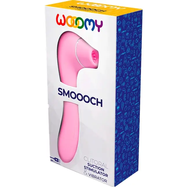 Розовый стимулятор Smoooch Clitoral Suction Vibration - 18,6 см - Wooomy. Фотография 2.