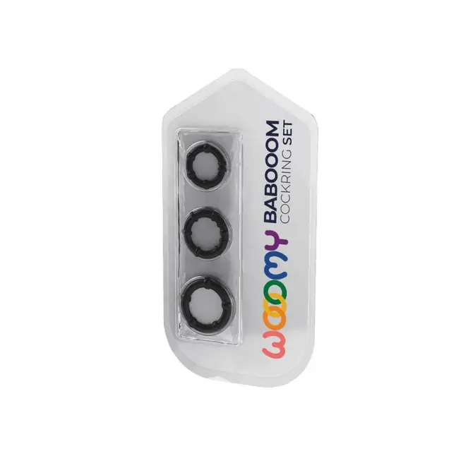 Набор из 3 черных эрекционных колец Babooom Ring Set - Wooomy. Фотография 2.
