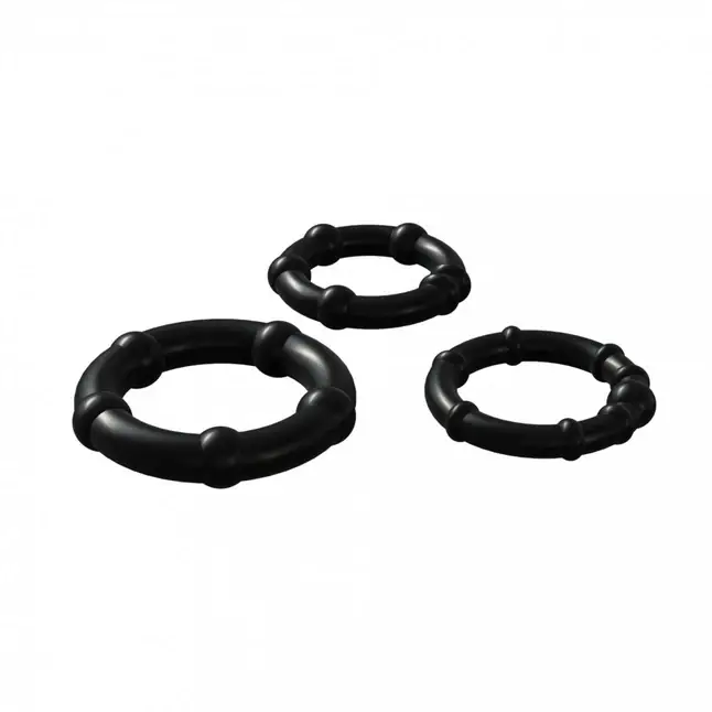 Набор из 3 черных эрекционных колец Babooom Ring Set - Wooomy