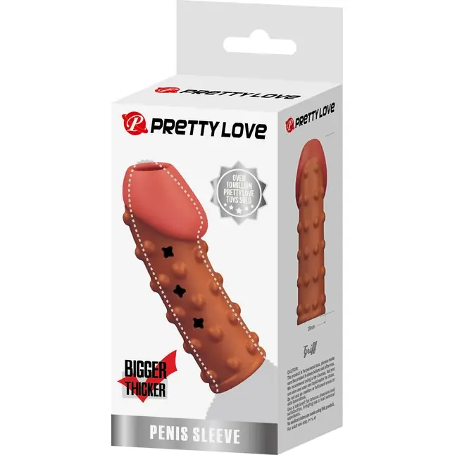 Телесная открытая насадка на пенис с бугорками - 19,8 см - Pretty Love. Фотография 8.
