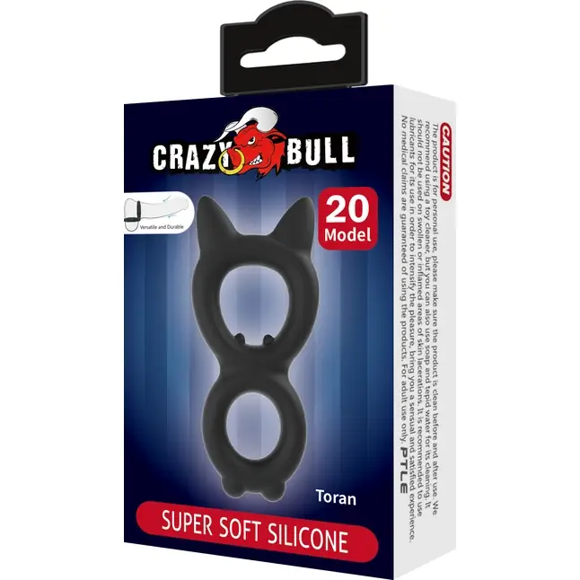 Черное двойное эрекционное кольцо Toran - Crazy Bull. Фотография 6.