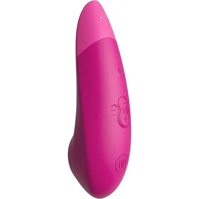 Розовый бесконтактный клиторальный стимулятор Womanizer Enhance с вибрацией. Фотография 3.