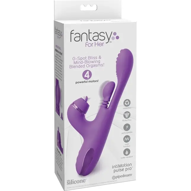 Фиолетовый вибратор с тройной стимуляцией Intimotion Pulse Pro - 24 см - Fantasy For Her. Фотография 2.